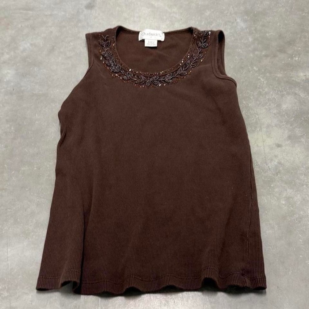 Vintage 90s y2k brown rubbed tank top